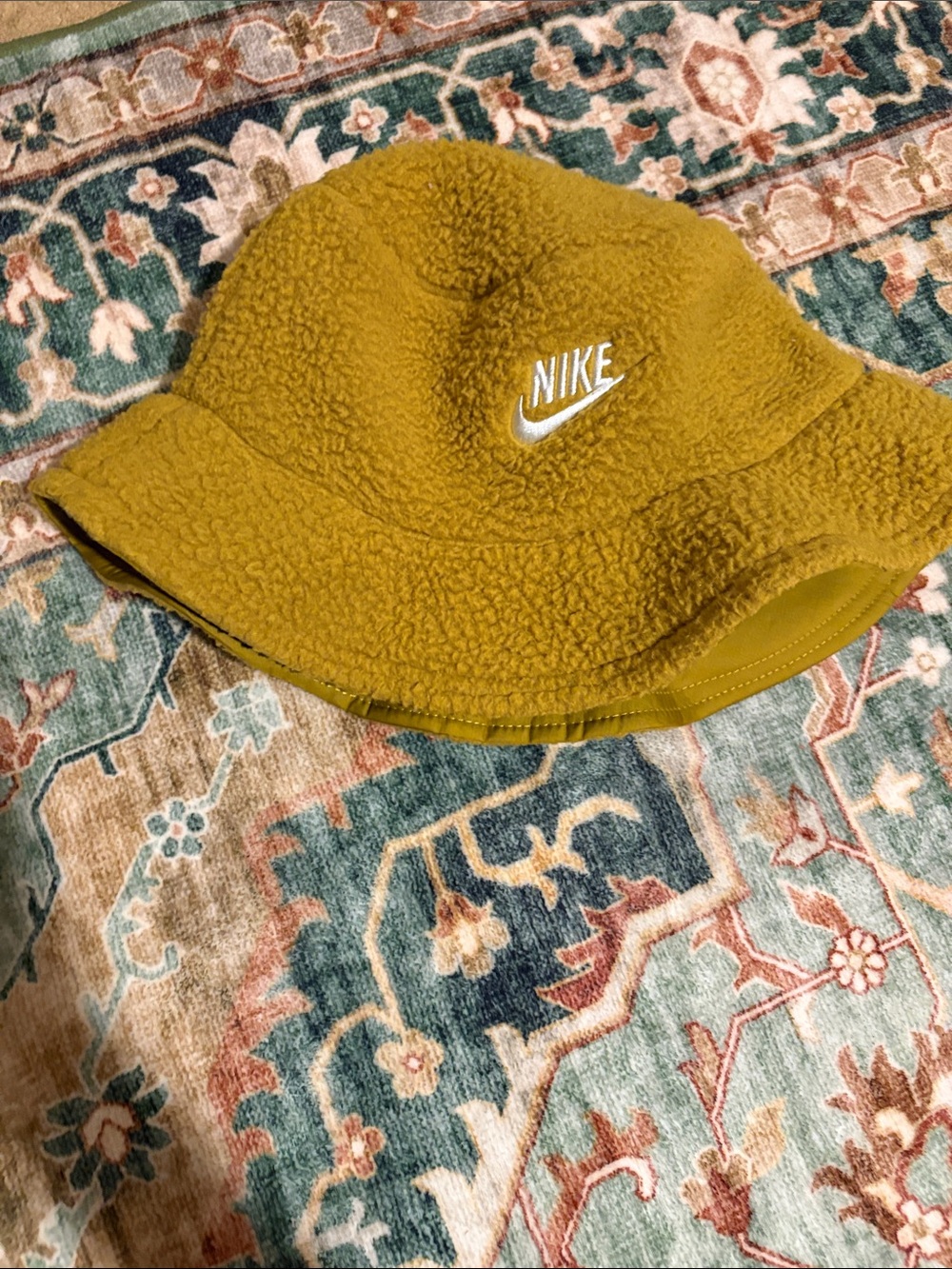 Nike Men’s Reversible Mustard Sherpa Bucket Hat with Logo